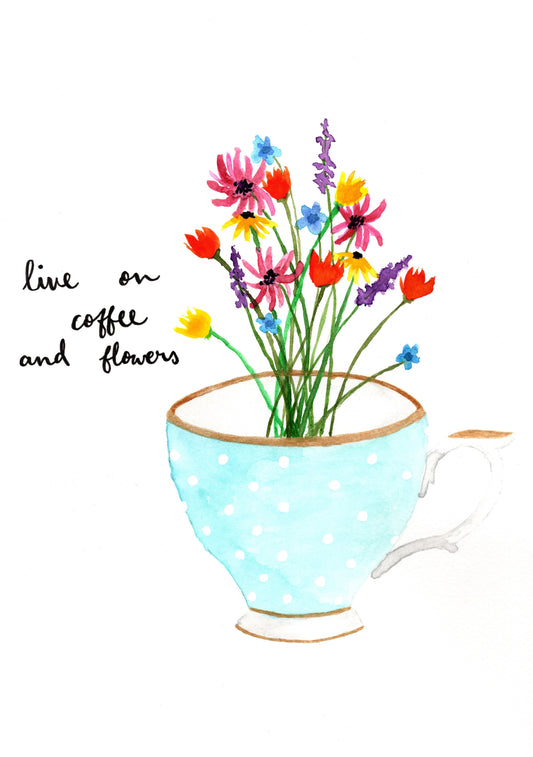 Coffee and Flowers - art print