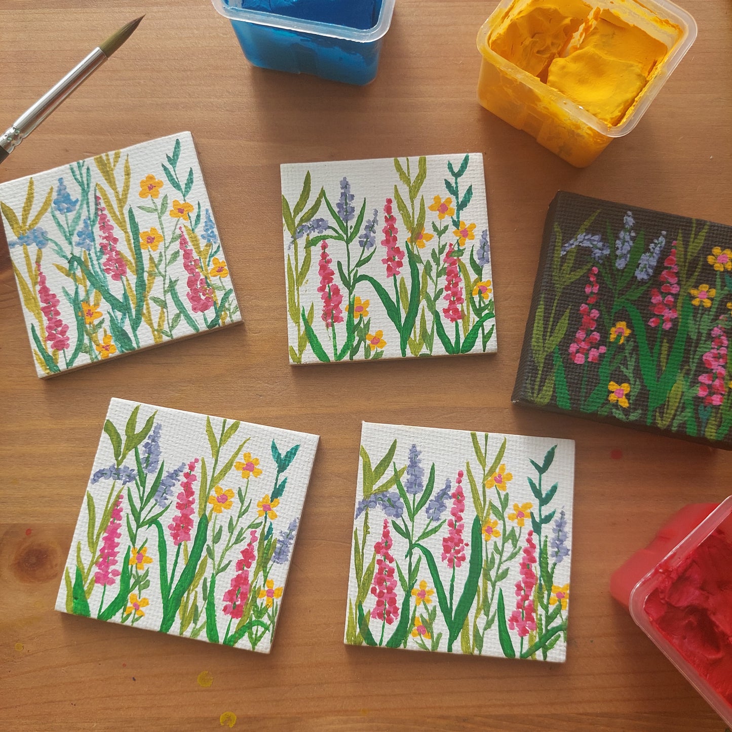 Wildflower - mini canvas fridge magnets