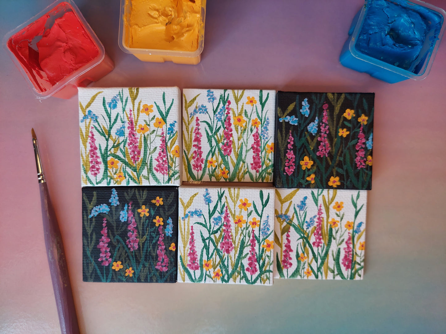 Wildflower - mini canvas fridge magnets